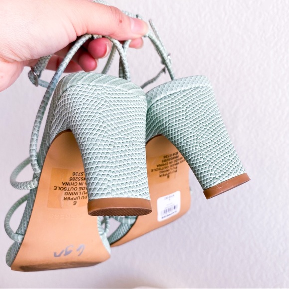 EXPRESS Mint Green Square Toe Heeled Sandals - Picture 7 of 10